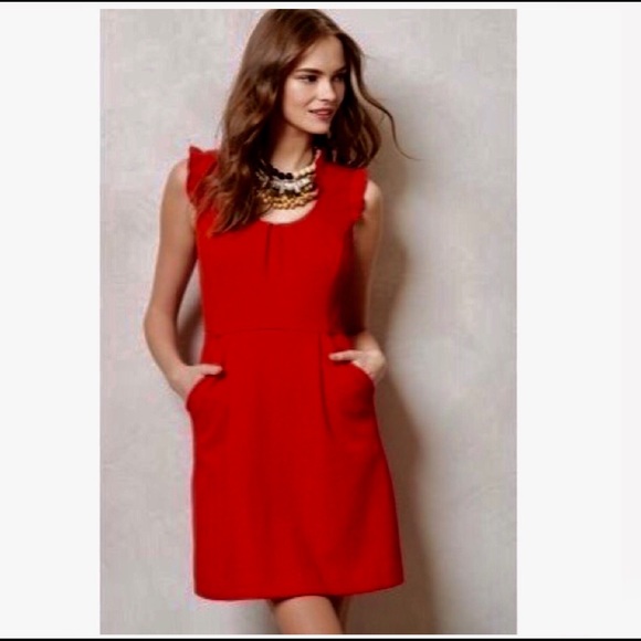 Anthropologie Dresses & Skirts - Anthropologie Tabitha Red Dress w/ Front Pockets